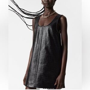 & Other Stories black patent coated a line mini dress in black NWT's Size Small